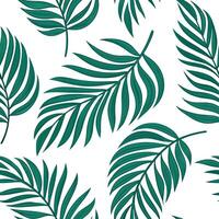 Bohemian palm leaf seamless tile pattern with vibrant green palms and intricate details on a white background ideal for eclectic spaces Clean Set 2 vector