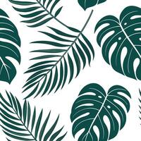 Bohemian tropical leaves seamless tile pattern with eclectic leaf motifs and rich green hues perfect for creative spaces Clean vector