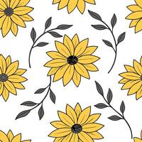 Bohemian sunflower seamless tile pattern with vibrant yellows and intricate details on white background ideal for eclectic spaces Clean vector