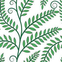 Bohemian vine seamless tile pattern with vibrant green tendrils and intricate details on white background ideal for eclectic spaces Clean vector