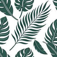Bohemian tropical leaves seamless tile pattern with eclectic leaf motifs and rich green hues perfect for creative spaces Clean Set 2 vector