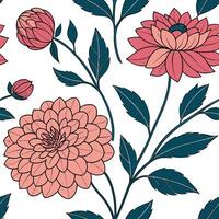 Bohemian wildflowers seamless tile pattern with eclectic peonies and dahlias in rich vibrant colors perfect for creative spaces Clean Set 3 vector