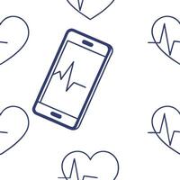 Bokeh digital art of heartbeat monitor merging with smartphone and copy space Clean vector