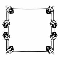 Border frame with dreidel and menorah symbols white copy space Clean vector