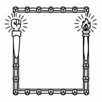 Border frame with glowing raised fist and torch symbolizing activism and freedom for Human Rights Day Clean vector