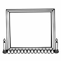 Border frame with Hanukkah oil jug and candles copy space on top Clean vector