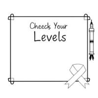 Border frame with insulin pen and diabetes ribbon Check Your Levels text Clean vector