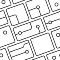 Build networked rectangular circuits minimal neon lines large white emptiness forming high tech futuristic tile presence Clean vector