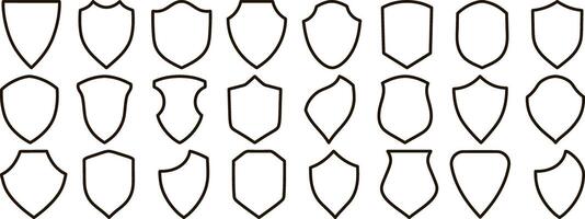 Outline shield guard set icon isolated Sketch filled flat sign vector