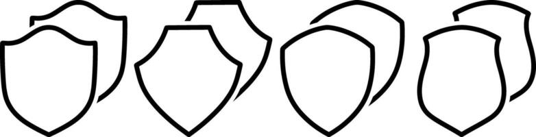 Sketch shield guard set icon Sketch filled flat sign vector