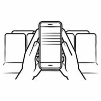 Candid moment of a person using a smartphone to check stock market updates while commuting Clean vector