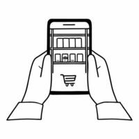 Candid shopper using mobile app for Cyber Monday discounts Clean vector