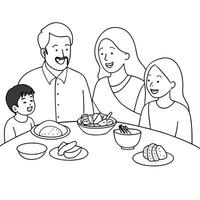 Candid shot of a family enjoying a meal during Labh Pancham Clean Set 2 vector