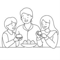 Candid shot of a family sharing sweets during Labh Pancham Clean Set 2 vector