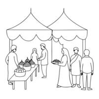 Candid shot of a market scene bustling with Labh Pancham shoppers Clean Set 2 vector