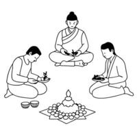 Candid shot of artisans crafting traditional items for Labh Pancham Clean Set 2 vector