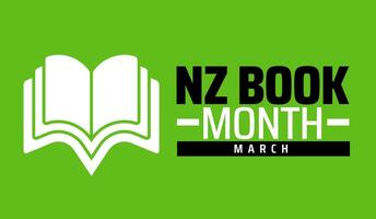 NZ Book Month background banner or poster design template. observed every year in March. Holiday concept. Use to any Template, card, poster, placard, template. vector