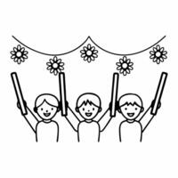 Candid shot of children playing with Diwali glow sticks surrounded by festive decorations and family cheer Clean Set 2 vector