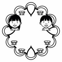 Candid shot of children playing with Diwali glow sticks surrounded by festive decorations and family cheer Clean vector