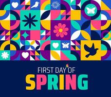 First Day of Spring flower geometric shape pattern background banner vector