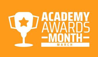 Academy Awards Month background banner or poster design template. observed every year in March. Holiday concept. Use to any Template, card, poster, placard, template. vector