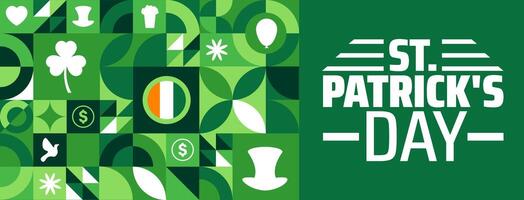 17 march St. Patrick's Day or St Patrick Day geometric shape pattern background banner or poster design template vector
