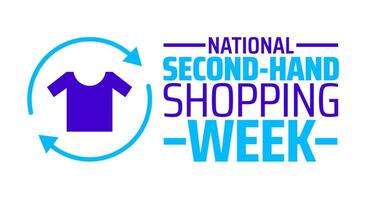 National Second Hand Shopping Week background banner or poster design template. observed every year in March. Holiday concept. Use to any Template, card, poster, placard, template. vector