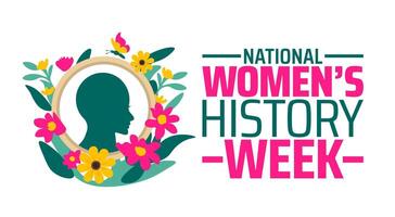 National Womens History Week background banner or poster design template. observed every year in March. Holiday concept. Use to any Template, card, poster, placard, template. vector