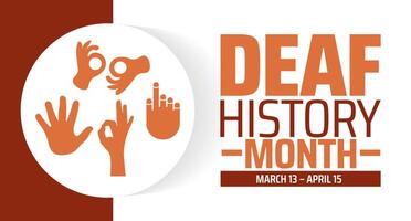Deaf History Month background banner or poster design template. observed every year in March. Holiday concept. Use to any Template, card, poster, placard, template. vector