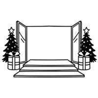 Christmas tree and present podium with copy space for holiday ads Clean vector