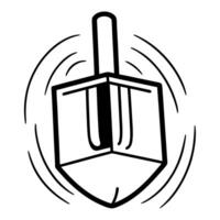 Close up of dreidel with glowing LED letters spinning in a futuristic game Clean vector