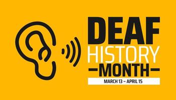 Deaf History Month background banner or poster design template with yellow and black color vector