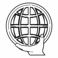 Close up of a hand holding a holographic globe representing global unity Clean vector