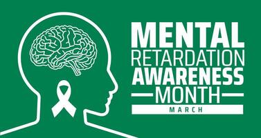 Mental Retardation Awareness Month background banner or poster design template. observed every year in March. Holiday concept. Use to any Template, card, poster, placard, template. vector