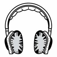 Close up of glowing futuristic earmuffs with holographic patterns Clean vector