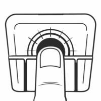 Close up of hand tapping on futuristic holographic product option Clean vector