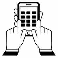 Close up of hands typing Cyber Monday discount code on smartphone Clean vector
