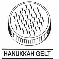 Close up of Hanukkah gelt with futuristic binary code etched into the gold Clean vector