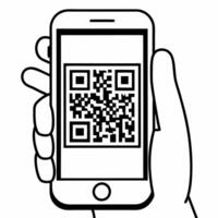 Close up of hand scanning QR code for Cyber Monday checkout Clean vector