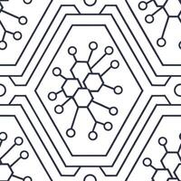 Combine geometric circuit segments on continuous tiles ensuring symmetrical lines and sleek white highlights Clean vector