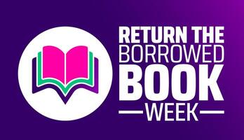 Return the Borrowed Book Week background banner or poster design template. observed every year in March. Holiday concept. Use to any Template, card, poster, placard, template. vector
