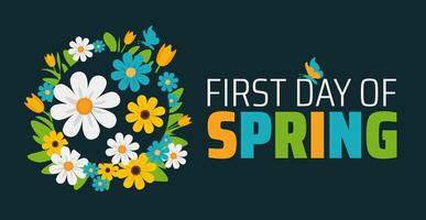 First Day of Spring flower background banner or poster design template vector