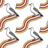 Combine retro wave designs tile layout vintage banners dynamic seamless pattern on white background Clean vector