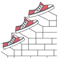 Compose hovering trapezoid stacks build luminous color steps retain crisp white isolation and present ultra modern layered tile arrangement Clean vector