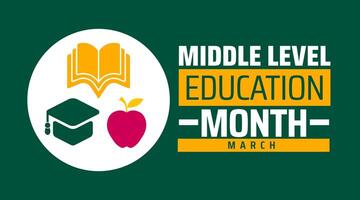 Middle Level Education Month background banner or poster design template. observed every year in March. Holiday concept. Use to any Template, card, poster, placard, template. vector