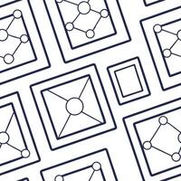 Compose overlapping rectangular frames discrete data nodes wide white clearing forging minimal futuristic tech synergy Clean vector