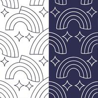 Compose minimal arcs and stylized glyphs into seamless tile highlighting negative white for crisp futuristic identity impact Clean vector