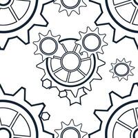 Compose repeated tile featuring futuristic techno shapes controlled arcs open white compartments magnifying brand identity Clean vector