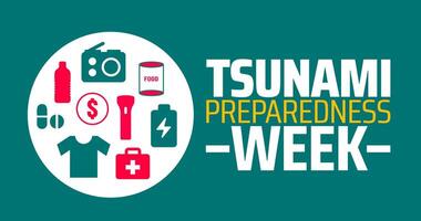 Tsunami Preparedness Week background banner or poster design template. observed every year in March. Holiday concept. Use to any Template, card, poster, placard, template. vector