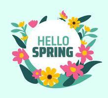 hello spring flower background banner or poster design template. observed every year in March. Holiday concept. Use to any Template, card, poster, placard, template. vector